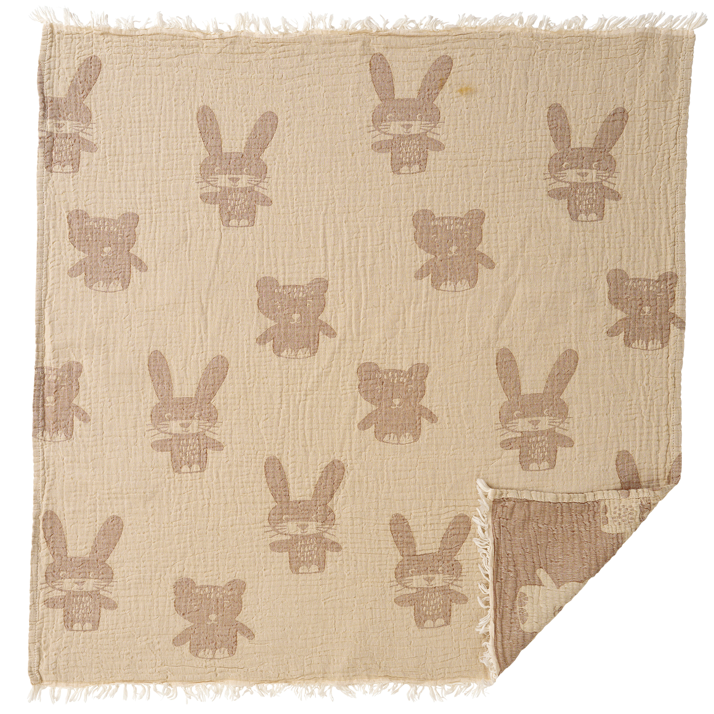 Bunny & Bear Brown Cotton Blanket 75x90cm