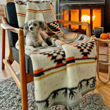 Load image into Gallery viewer, Sundborn Rust Lambswool Jacquard Blanket