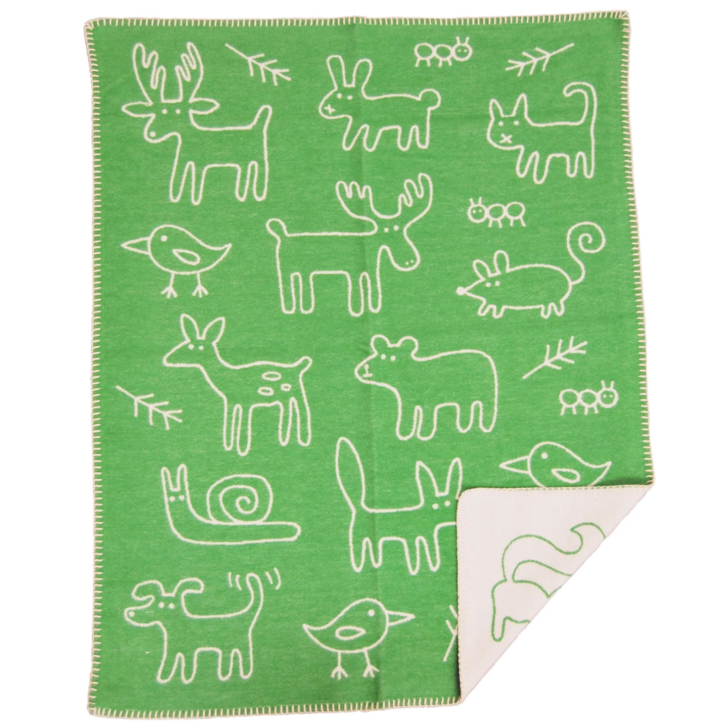 In The Woods Green Brushed Organic Cotton Blanket 70x90cm