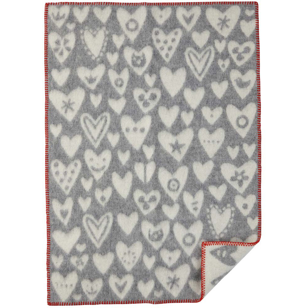 Baby Heart Grey Eco Lambswool Blanket 65x90cm