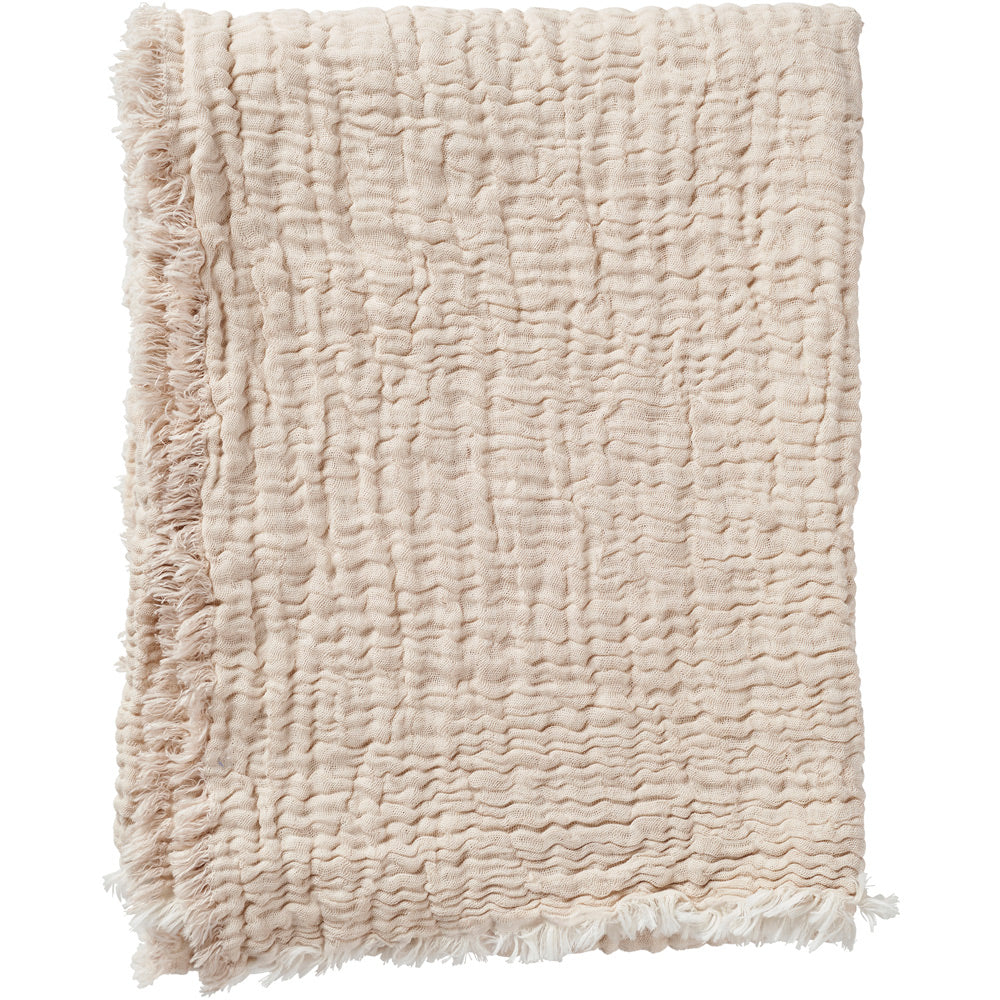 Duo Beige Cotton & Linen Blanket