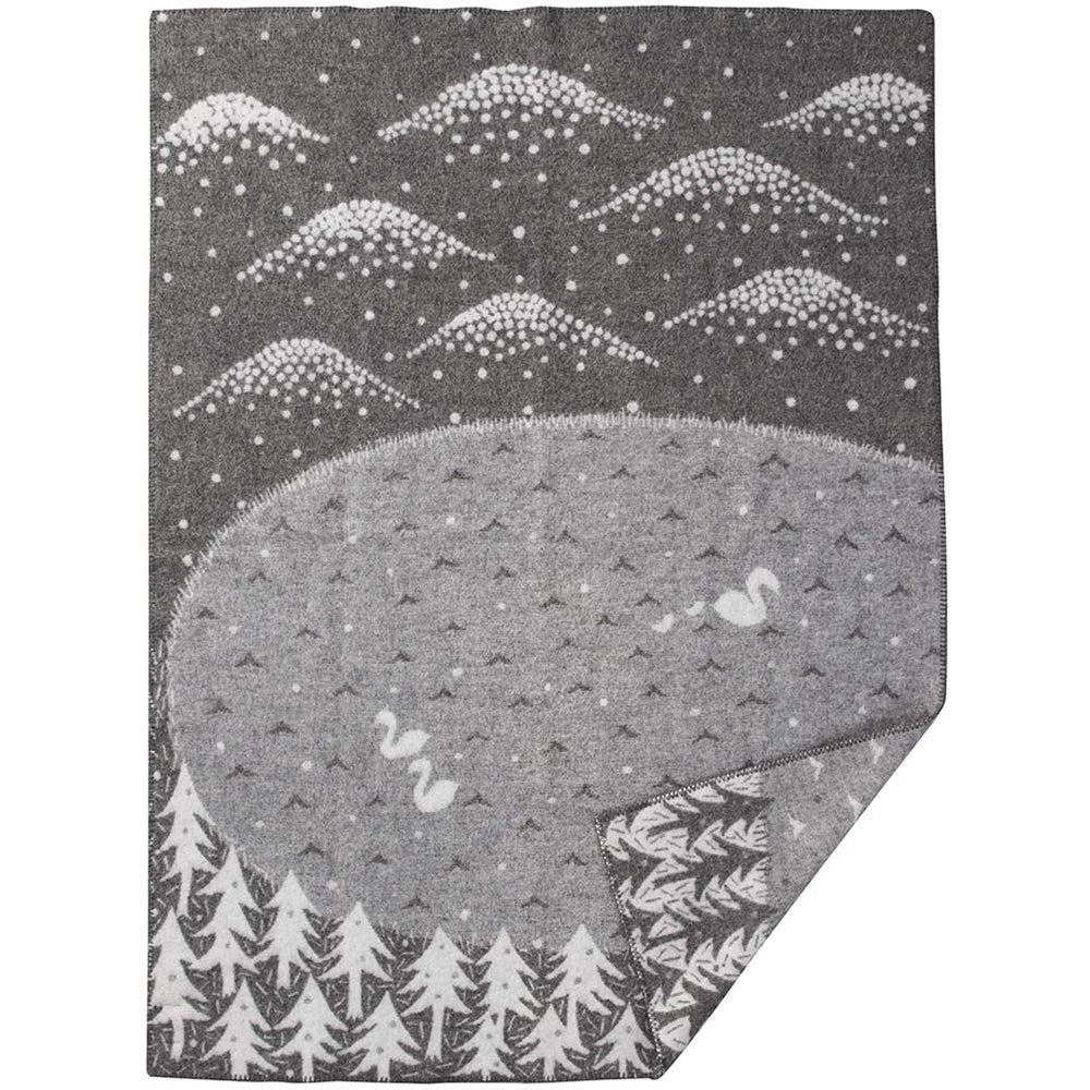 Lake In The Valley Grey Eco Lambswool Blanket