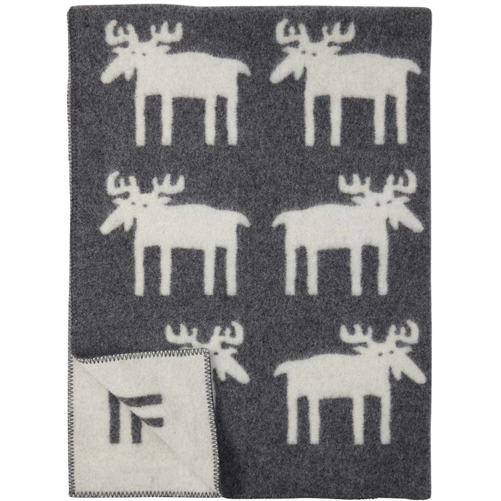 Moose Grey & White Lambswool Blanket