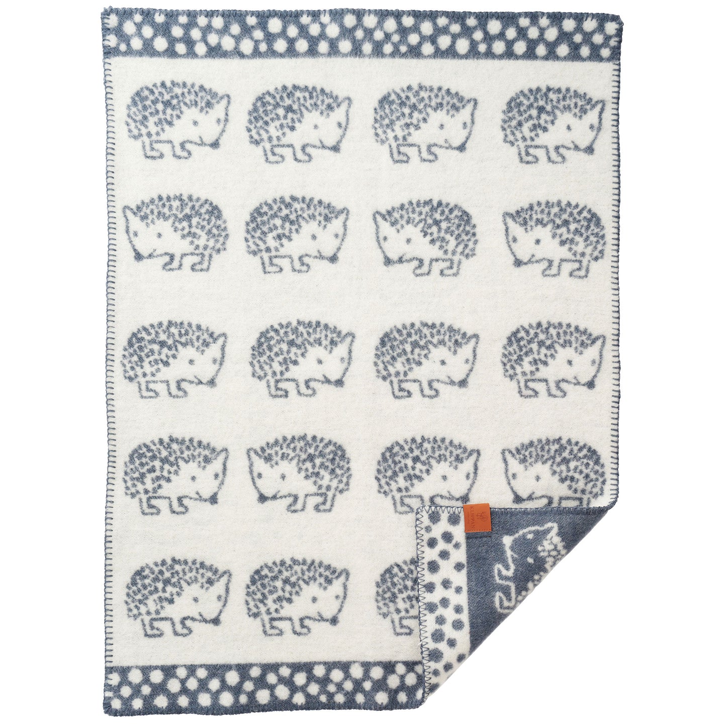 Hedgehog Blue Recycled Wool & Eco Lambswool Blanket 65x90cm