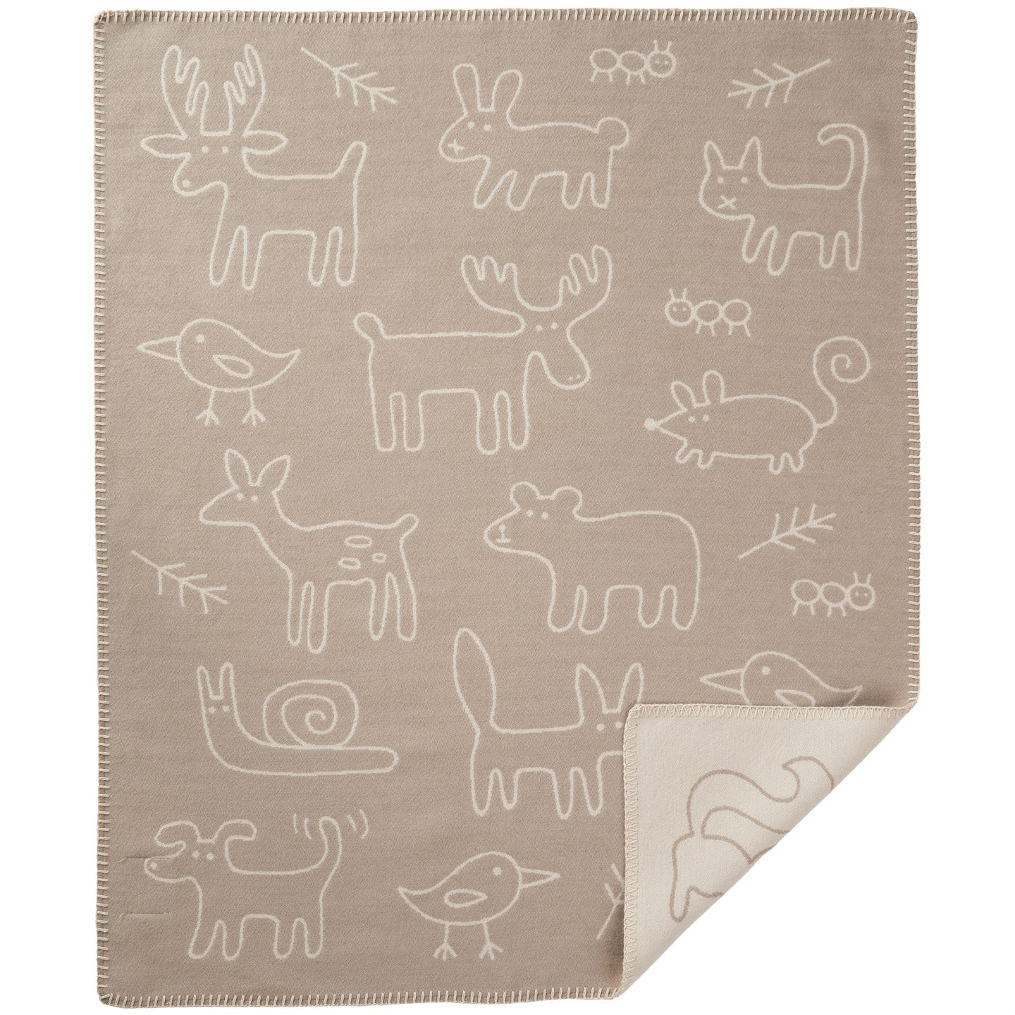 In The Woods Beige Brushed Organic Cotton Blanket 70x90cm