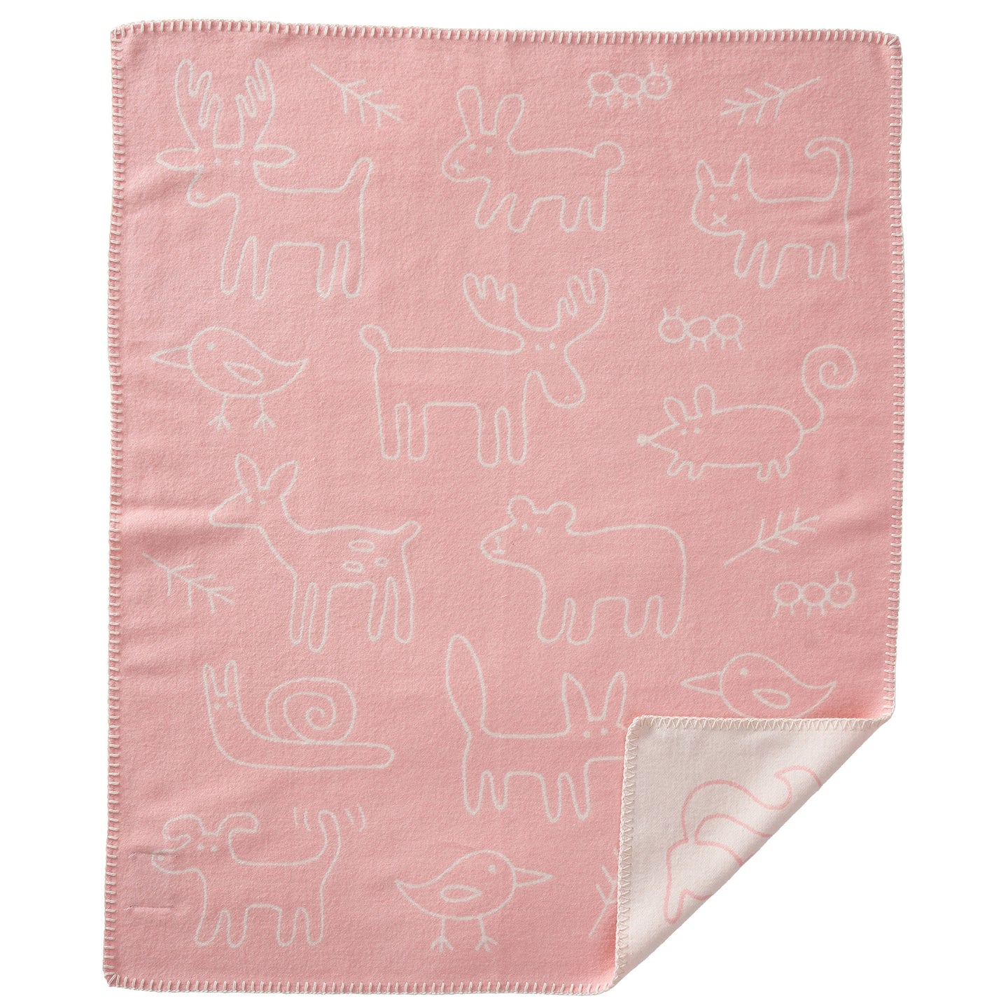 In The Woods Pink Brushed Organic Cotton Blanket 70x90cm
