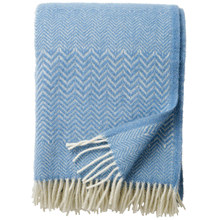 Load image into Gallery viewer, Zigzag Infinity Blue Eco Lambswool Throw

