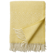 Load image into Gallery viewer, Zigzag Moonstone Yellow Eco Lambswool Throw
