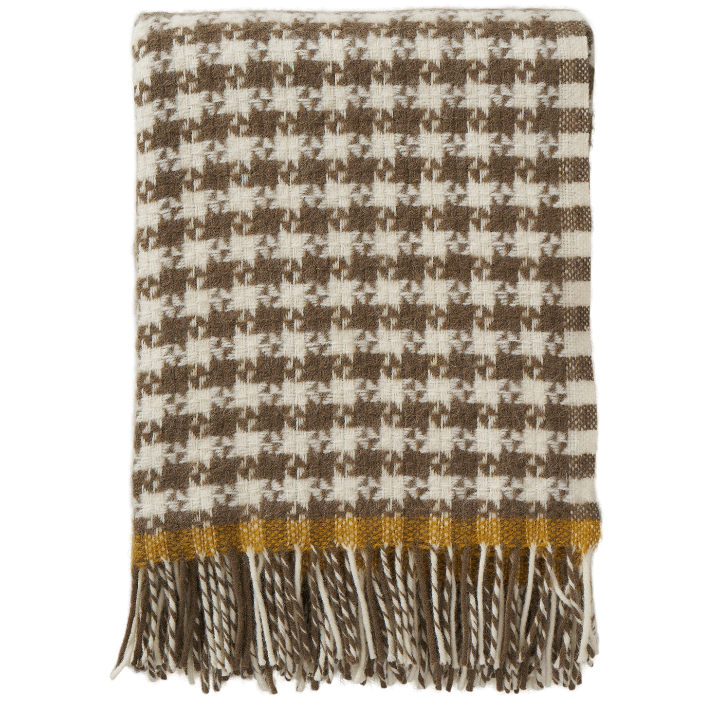 Dogtooth Mud/Mustard Brushed Lambswool Throw