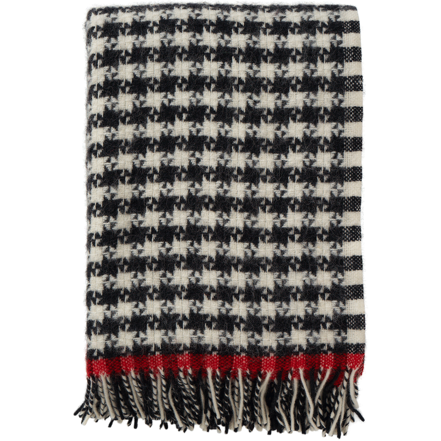 Dogtooth Black/Red Brushed Lambswool Throw