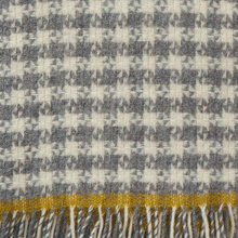 Load image into Gallery viewer, Dogtooth Grey/Yellow Brushed Lambswool Throw
