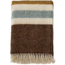 Load image into Gallery viewer, Gotland Stripe Walnut/Caramel/Blue Brushed Gotland &amp; Lambswool Throw
