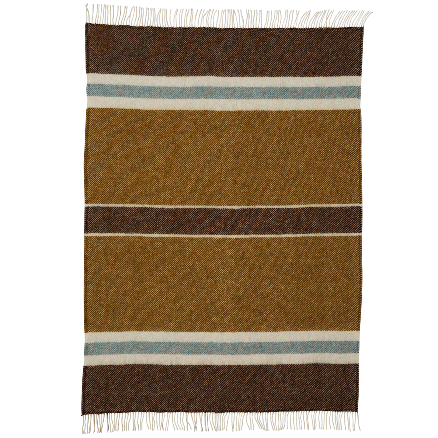 Gotland Stripe Walnut/Caramel/Blue Brushed Gotland & Lambswool Throw