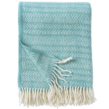 Load image into Gallery viewer, Point Turquoise Recycled Wool &amp; Lambswool Throw
