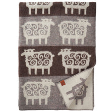 Load image into Gallery viewer, Sheep Stripe Brown/Grey Recycled Wool &amp; Eco Lambswool Blanket
