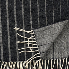 Load image into Gallery viewer, Irregular Stripe Black Superfine Merino Wool Scarf
