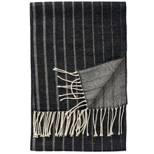 Load image into Gallery viewer, Irregular Stripe Black Superfine Merino Wool Scarf
