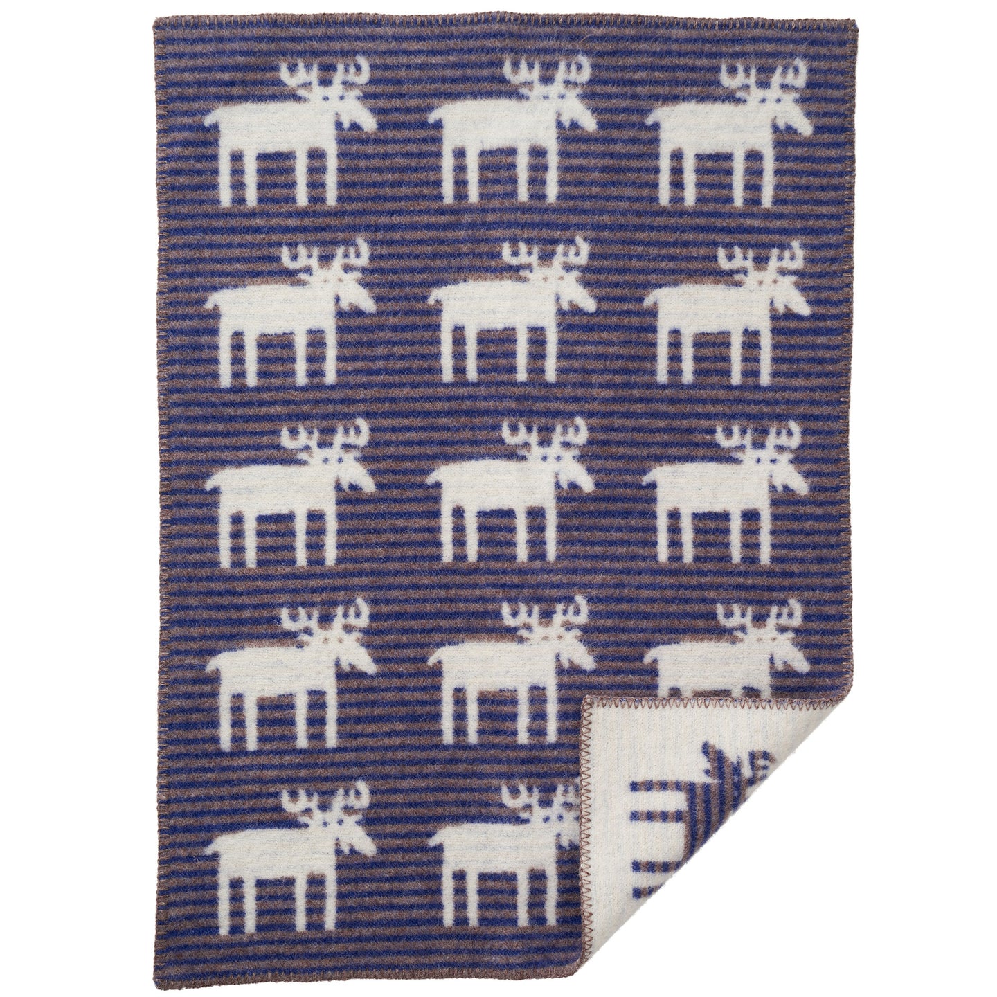 Moose Stripe Baby Blue Eco Lambswool Blanket 65x90cm