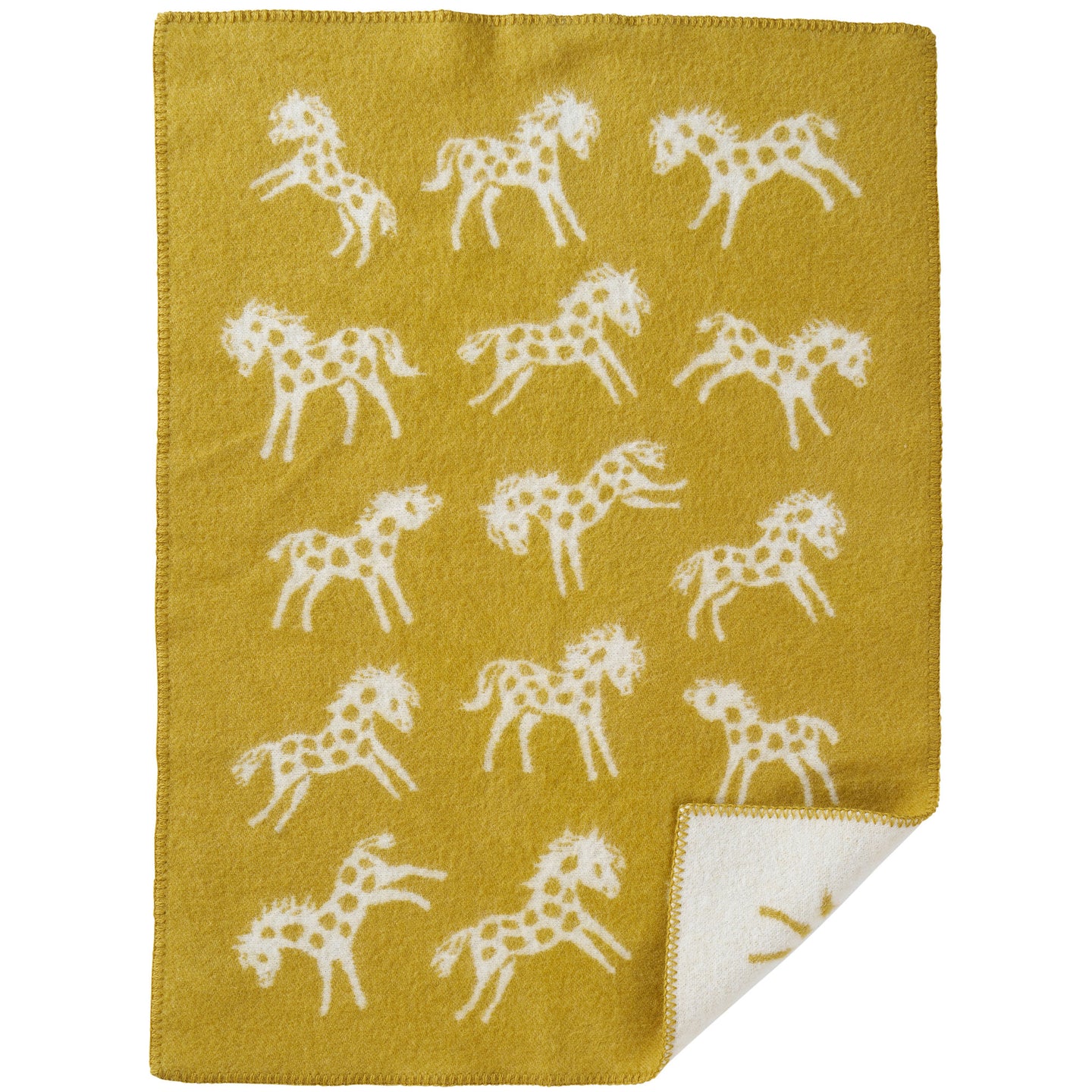 Pony Mustard Eco Lambswool Blanket 65x90cm