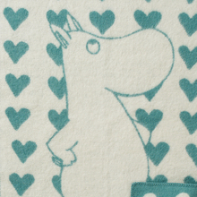 Load image into Gallery viewer, Moomin Heart Blue Lambswool Blanket 65x90cm
