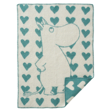 Load image into Gallery viewer, Moomin Heart Blue Lambswool Blanket 65x90cm
