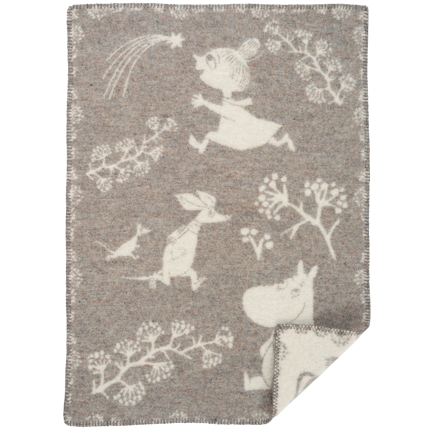 Moomin Winterland Grey Lambswool Blanket 65x90cm