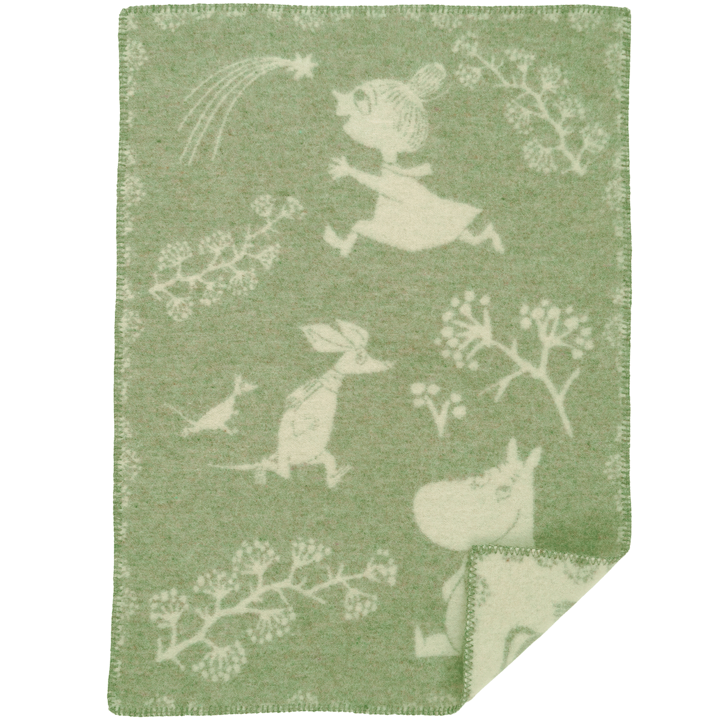 Moomin Winterland Frost Green Lambswool Blanket 65x90cm