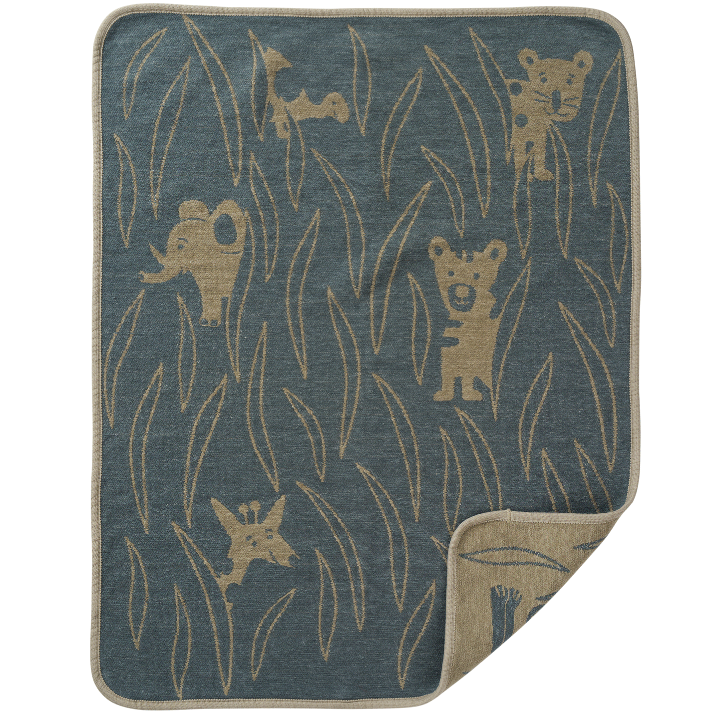 Hide & Seek Dusk Blue Organic Cotton Chenille Blanket 70x90cm