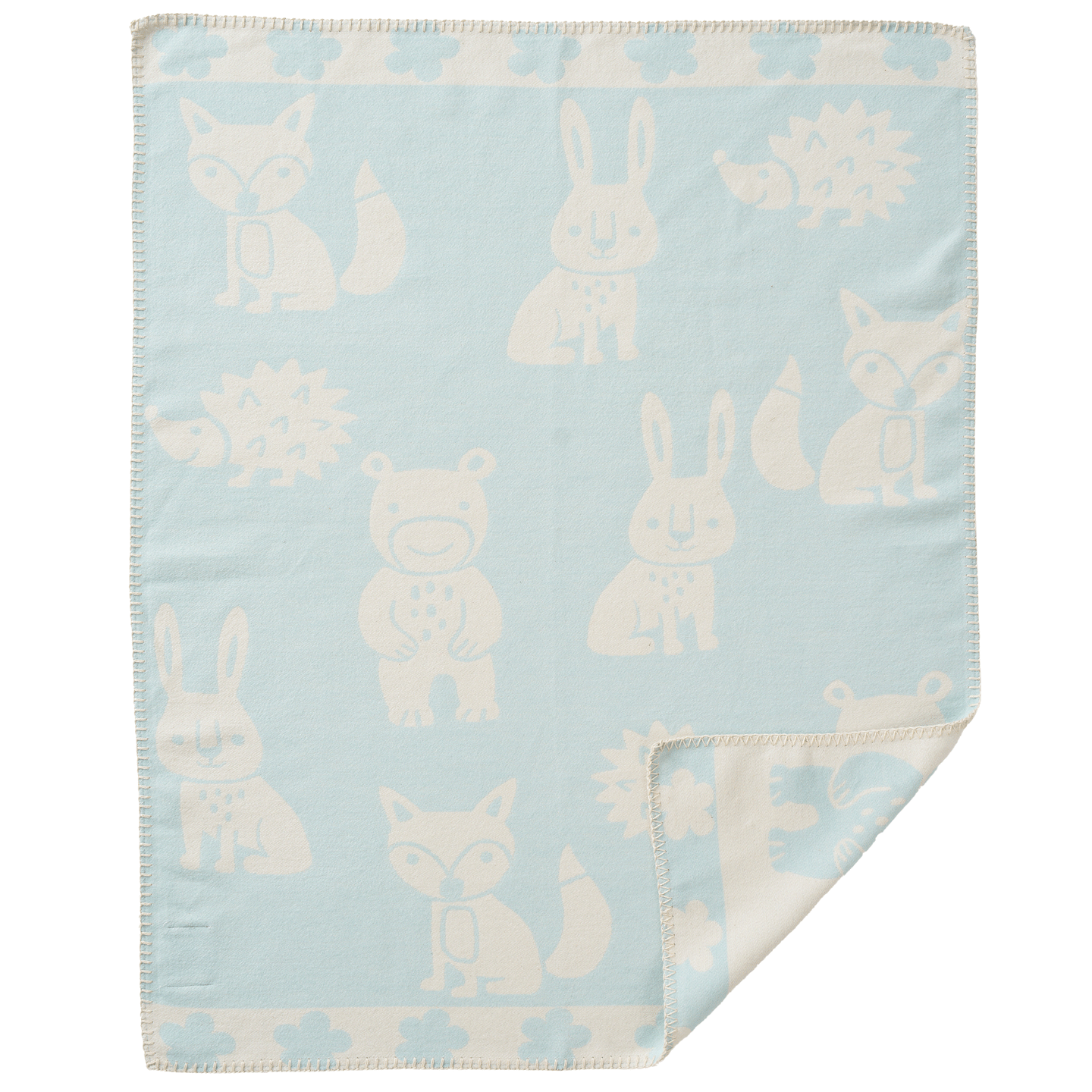 Smile Light Blue Brushed Organic Cotton Blanket 70x90cm