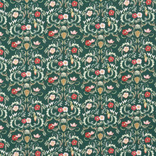 Load image into Gallery viewer, Hilda Green Printed Cotton &amp; Linen Fabric 150cm Wide
