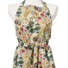 Load image into Gallery viewer, Golden Lily Green Cotton Apron
