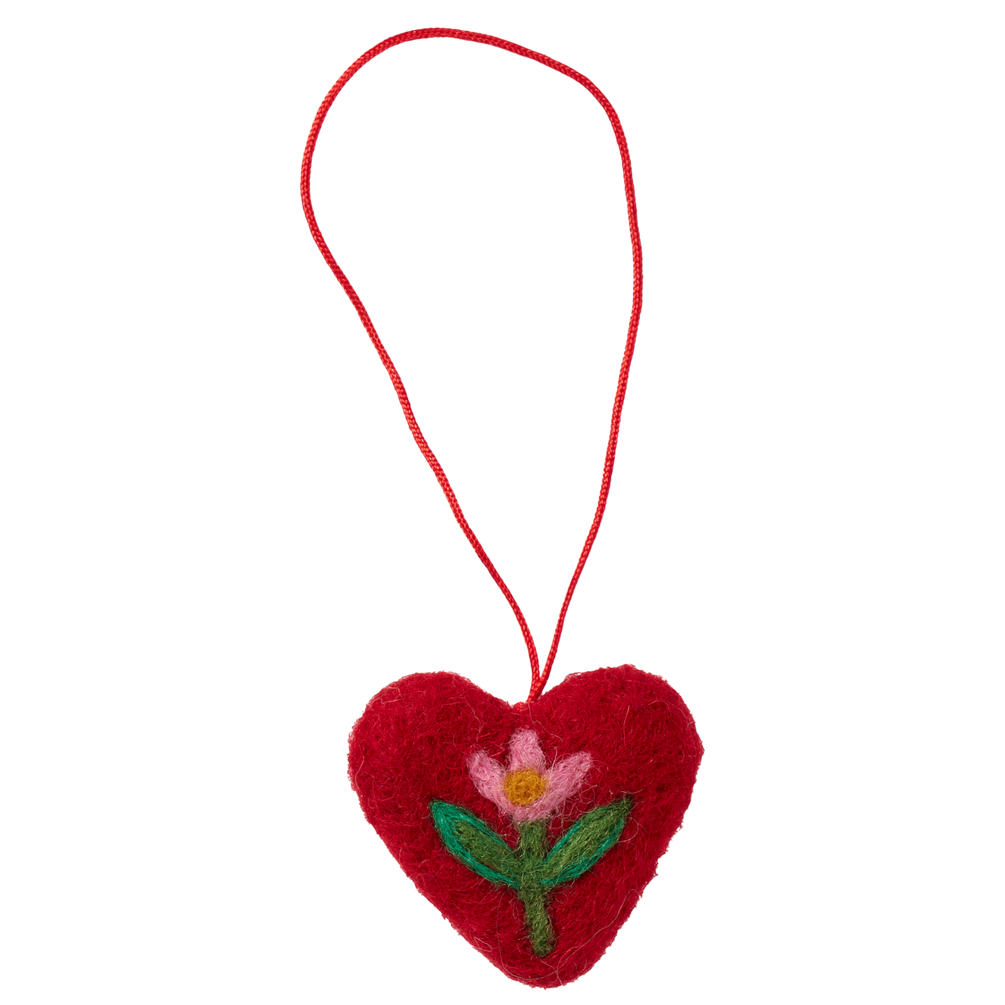 Tulip Heart Felted Wool Christmas Decoration