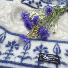 Load image into Gallery viewer, Blåklint Cornflower Blue Lambswool Jacquard Blanket
