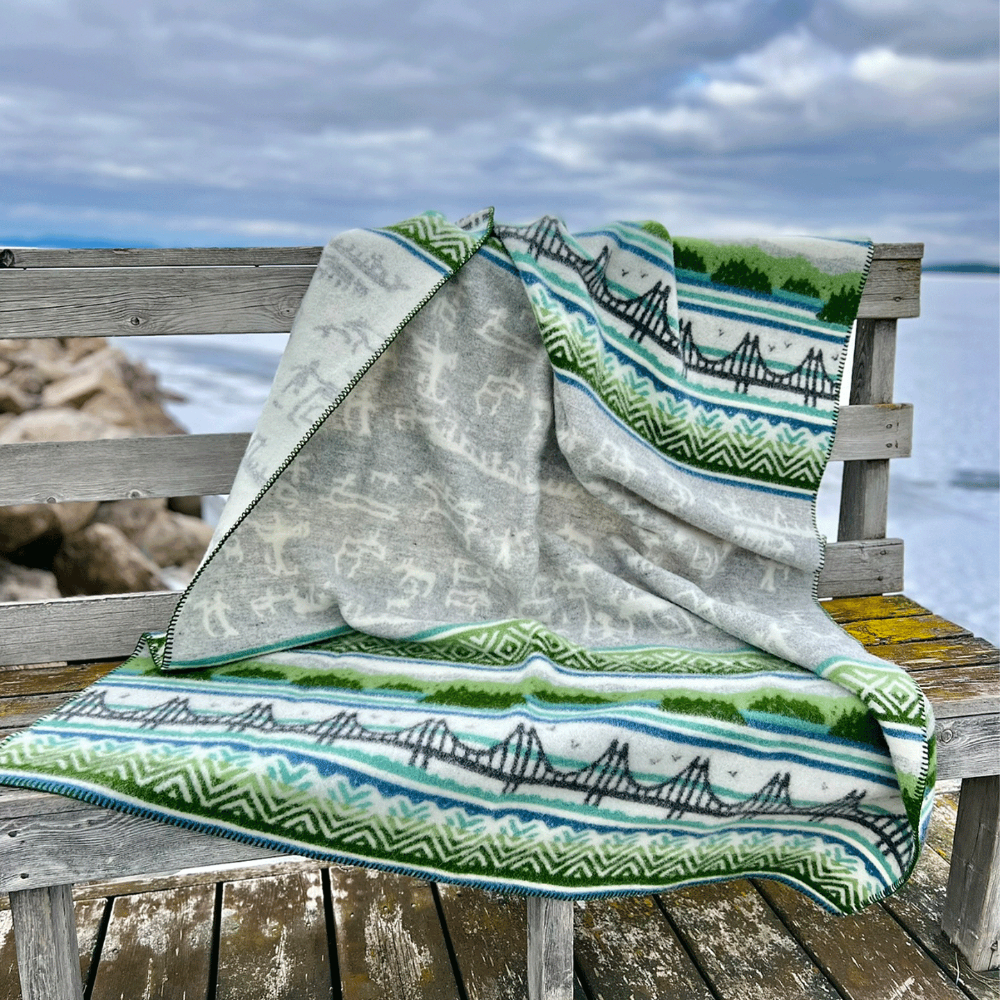 Höga kusten Lambswool Jacquard Blanket