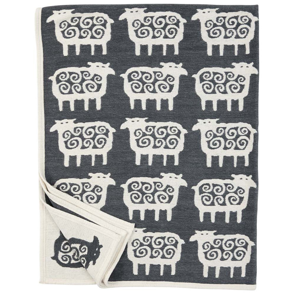 Black Sheep Dark Grey Organic Cotton Chenille Blanket