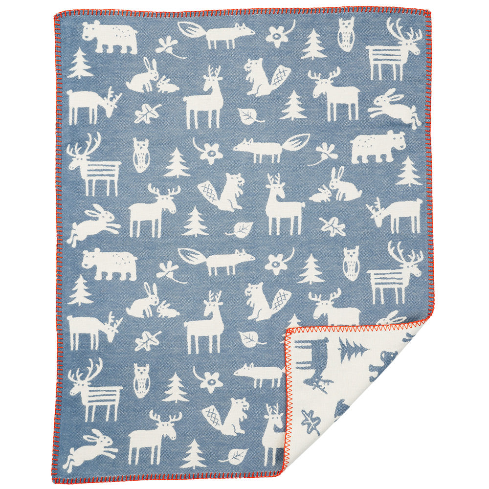 Forest Blue Brushed Organic Cotton Blanket 70x90cm