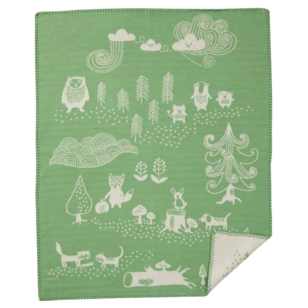 Little Bear Green Brushed Organic Cotton Blanket 70x90cm
