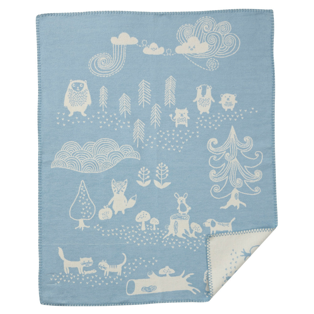 Little Bear Blue Brushed Organic Cotton Blanket 70x90cm