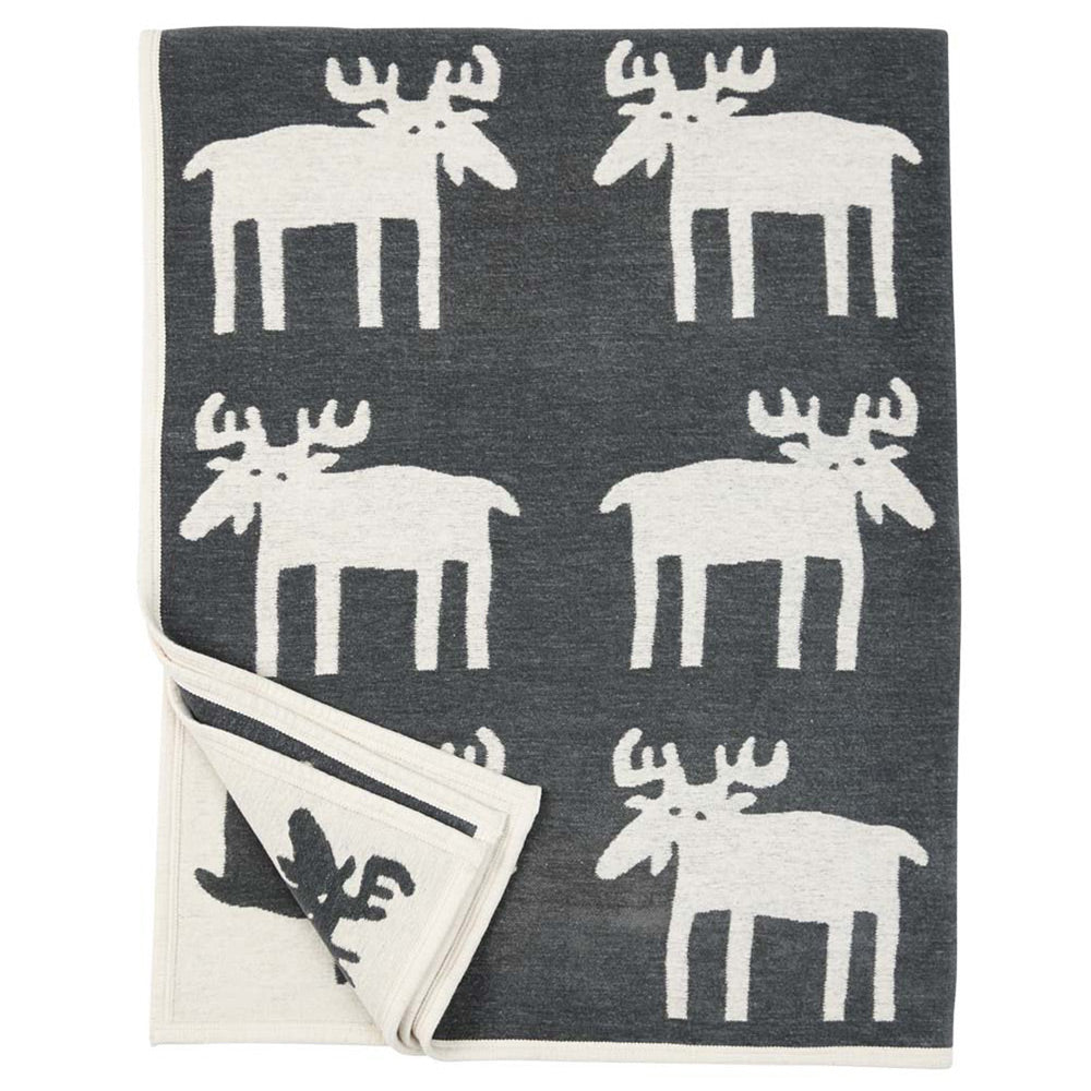 Moose Dark Grey Organic Cotton Chenille Blanket