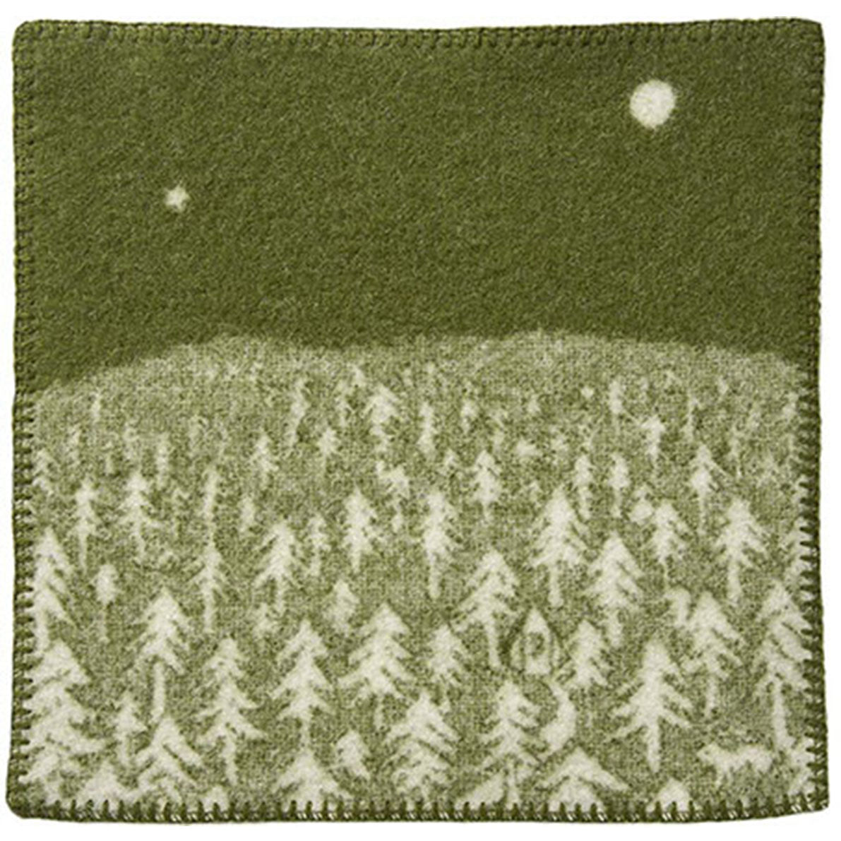 House In The Forest Green Lambswool Seat Pad 43x43cm
