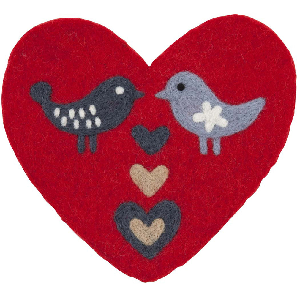 Lovebirds Felted Wool Pot Mat