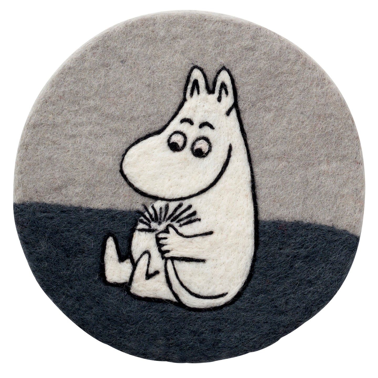 Moomin Grey Felted Wool Seat Pad  ø 34 cm