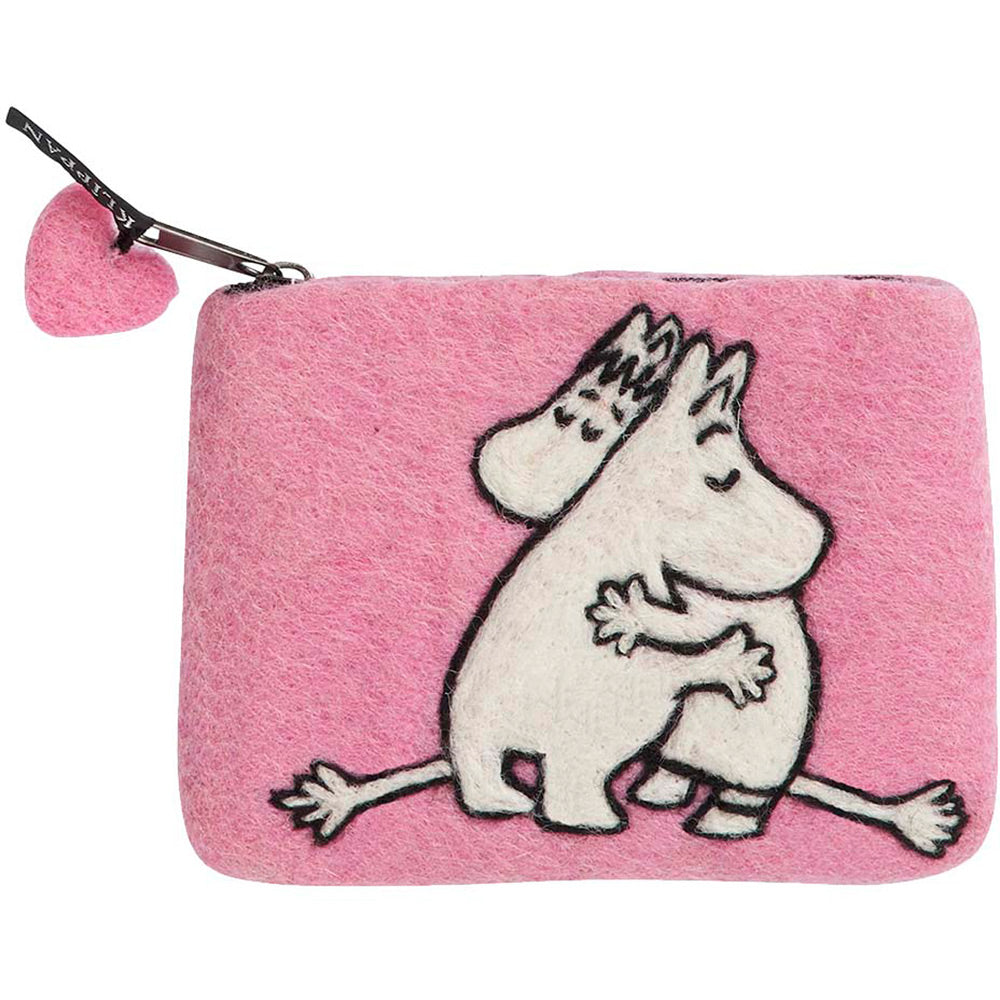 Moomin Pink Love Felted Wool Purse 14x10cm