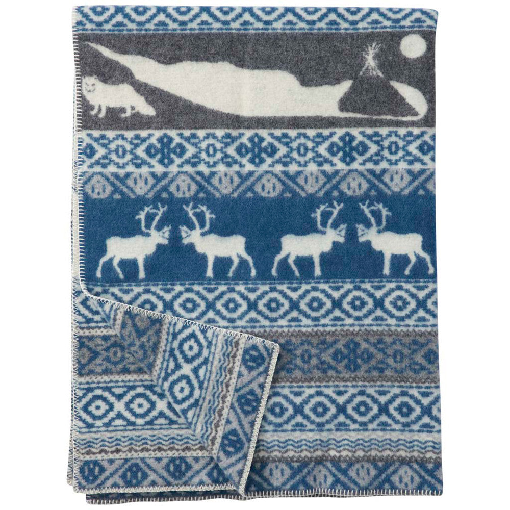Sarek Grey & Blue Eco Lambswool Blanket