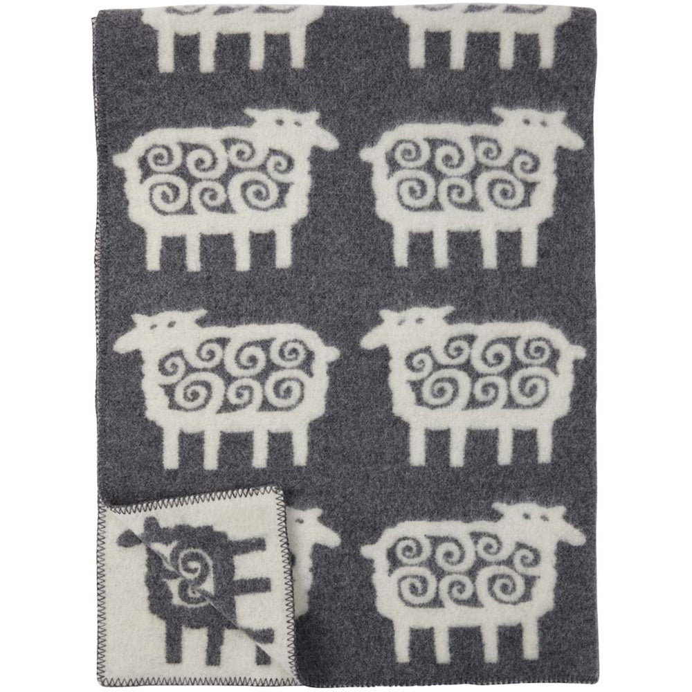 Sheep Grey & White Lambswool Blanket