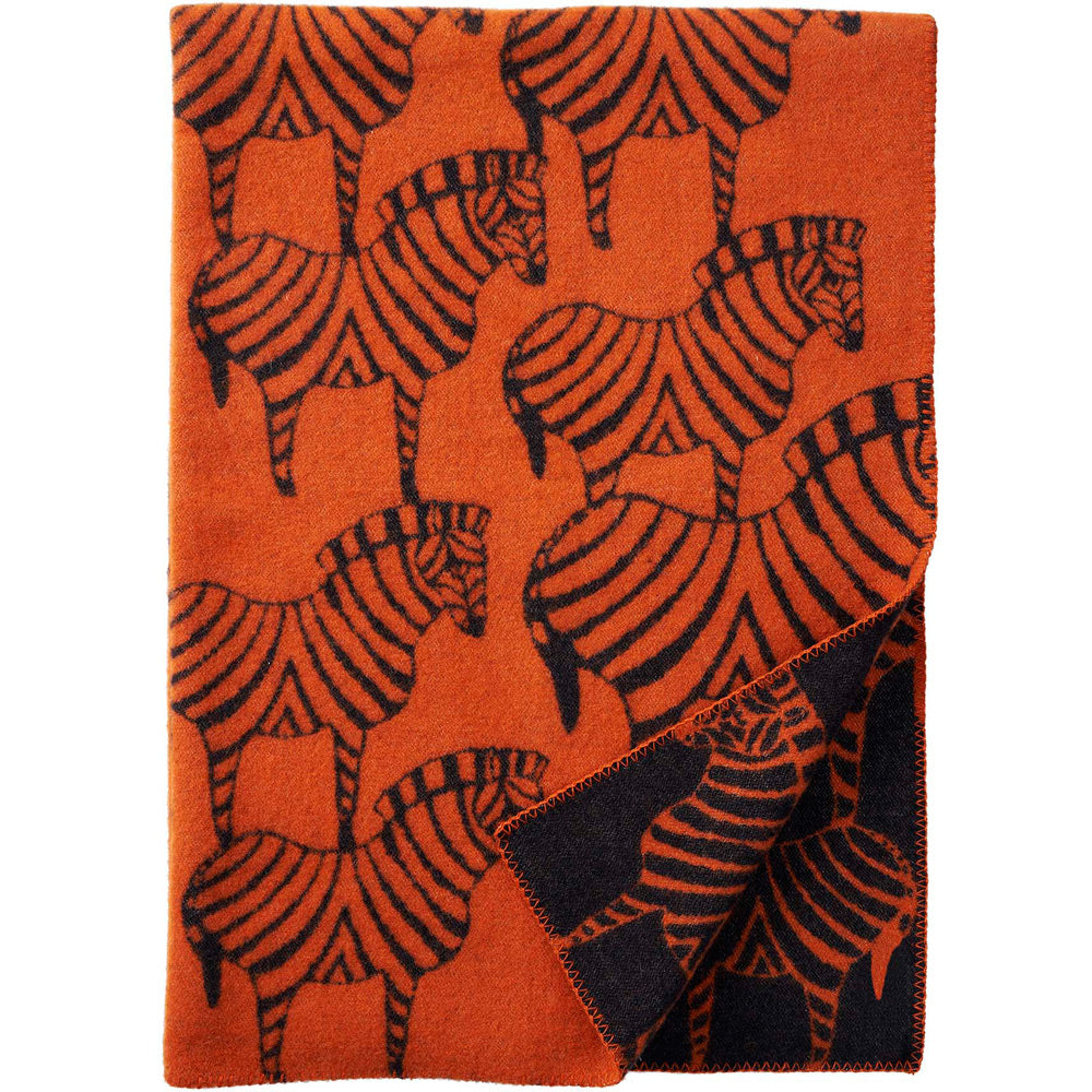 Zebra Orange Lambswool Blanket